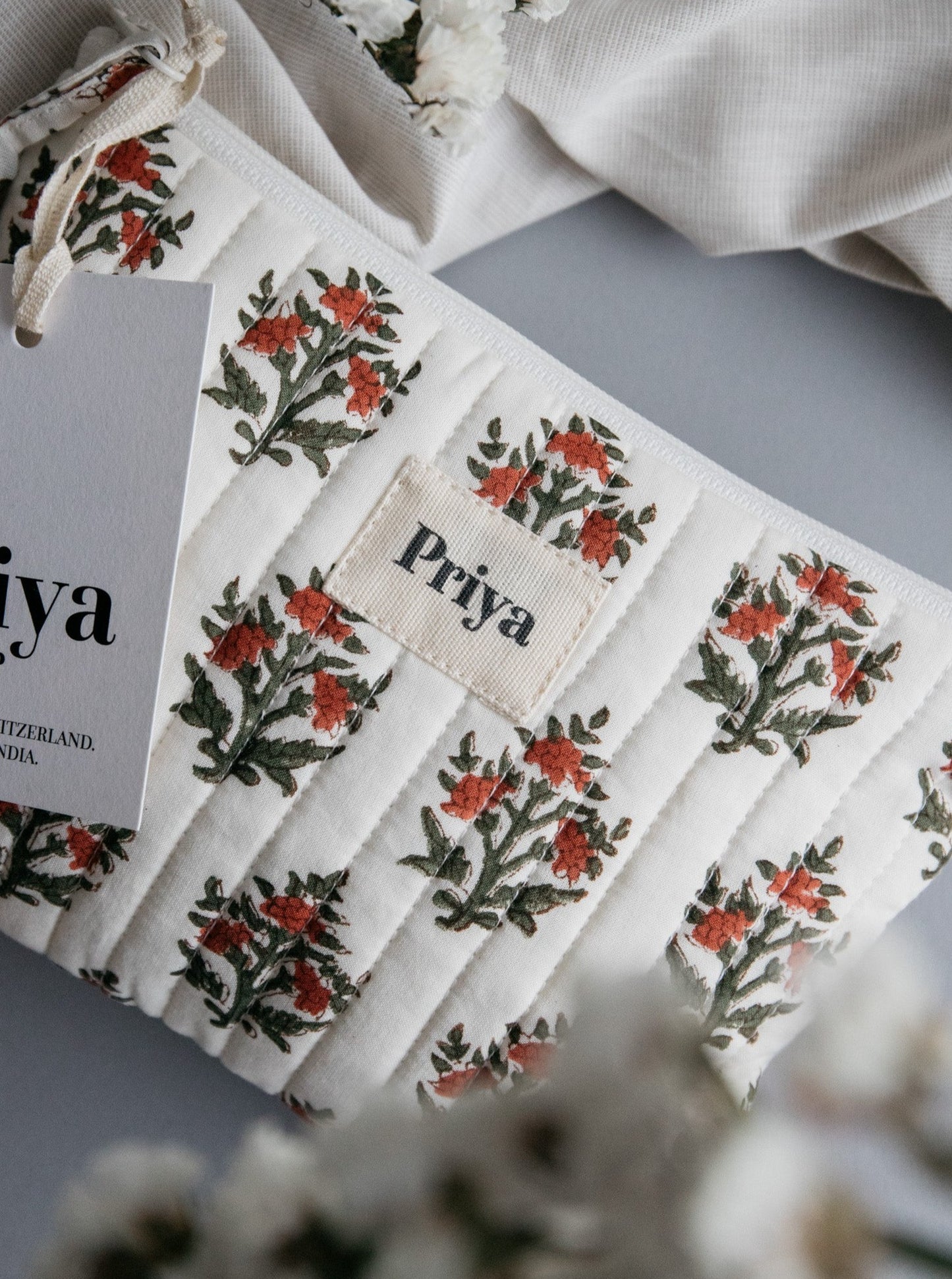 Red Floral Pouch