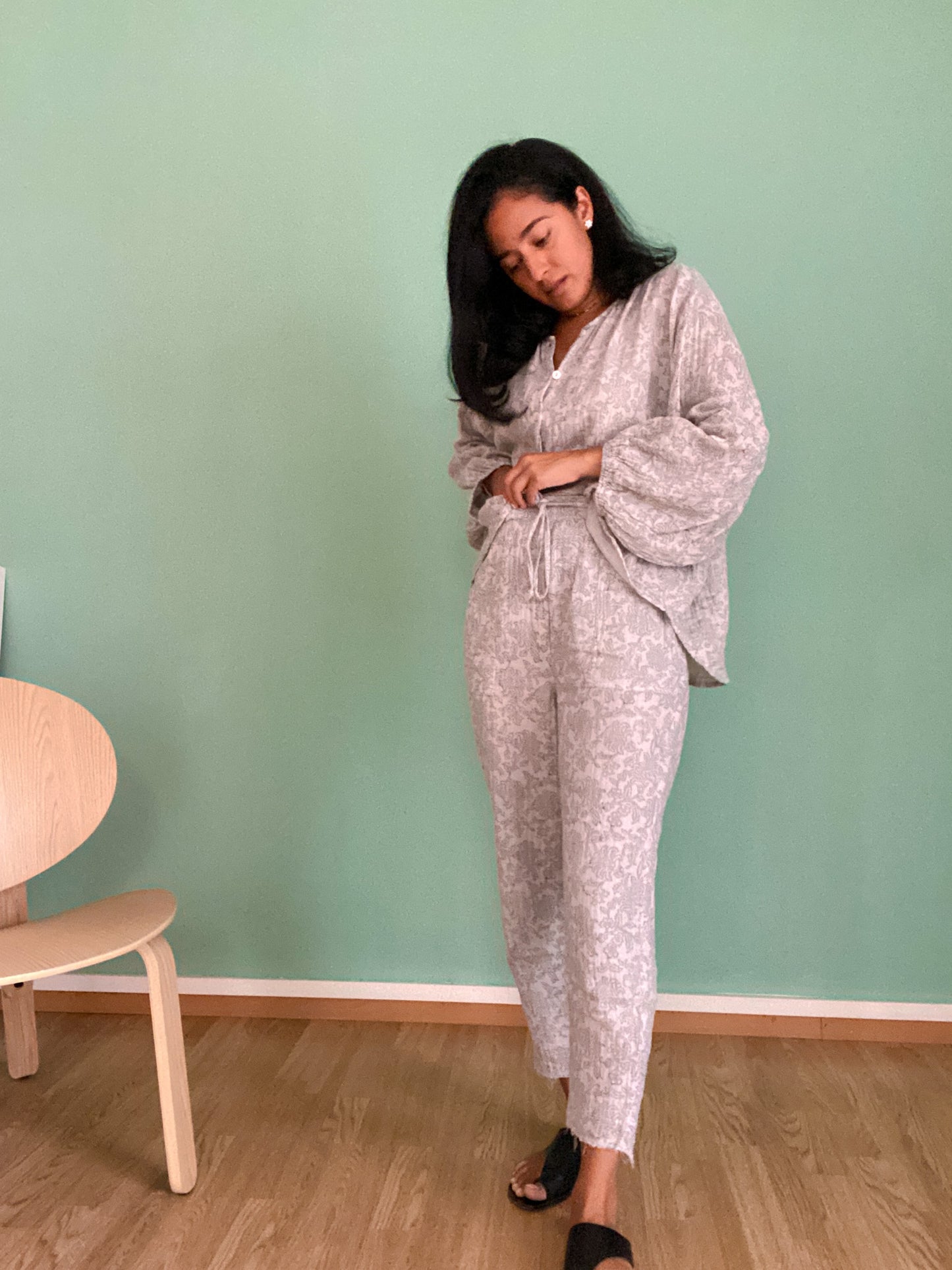 Muslin Leisurewear Set Salt Grey