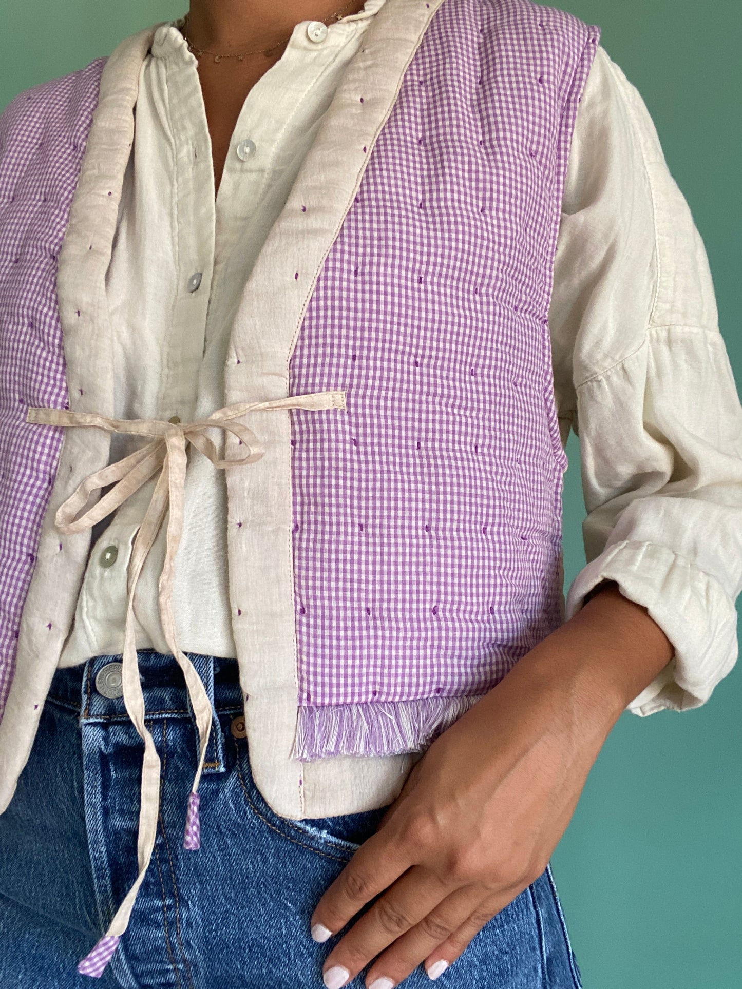 Lilac Gingham Gilet