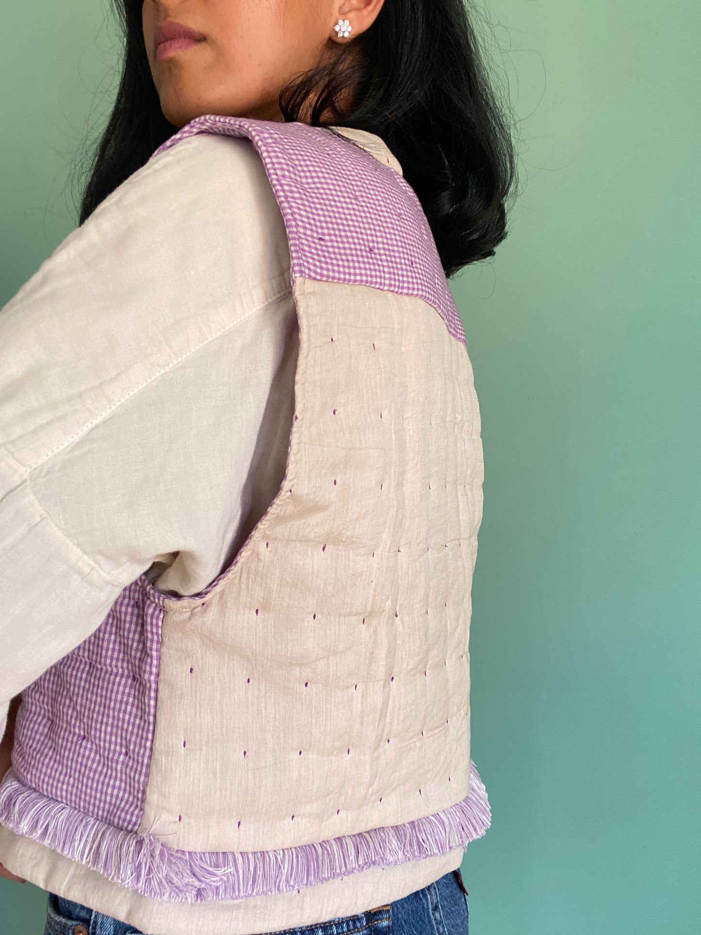 Lilac Gingham Gilet