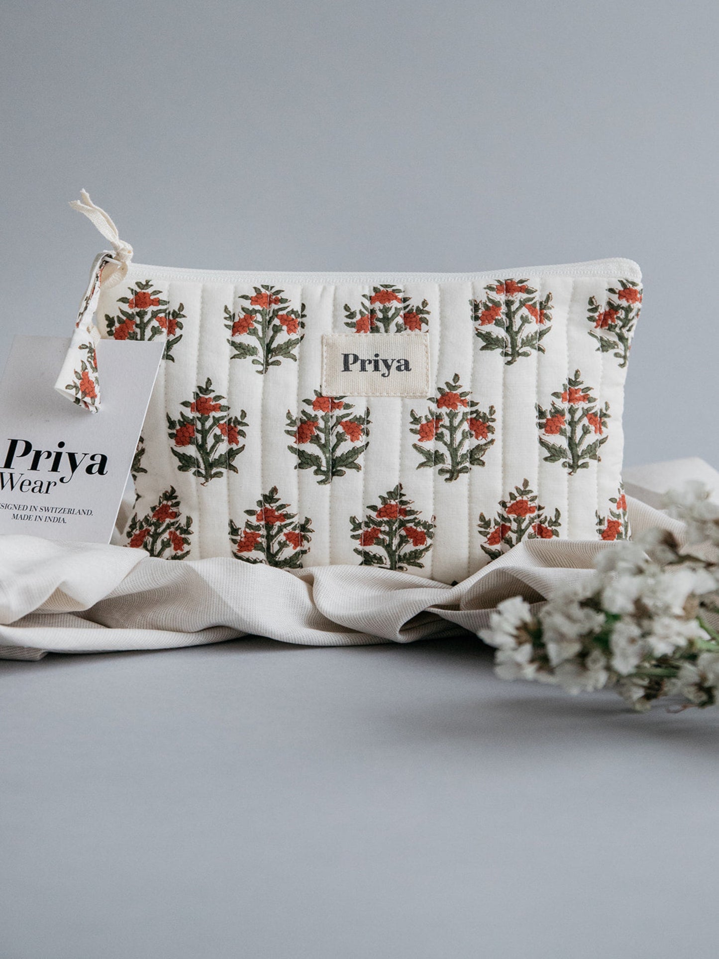 Red Floral Pouch