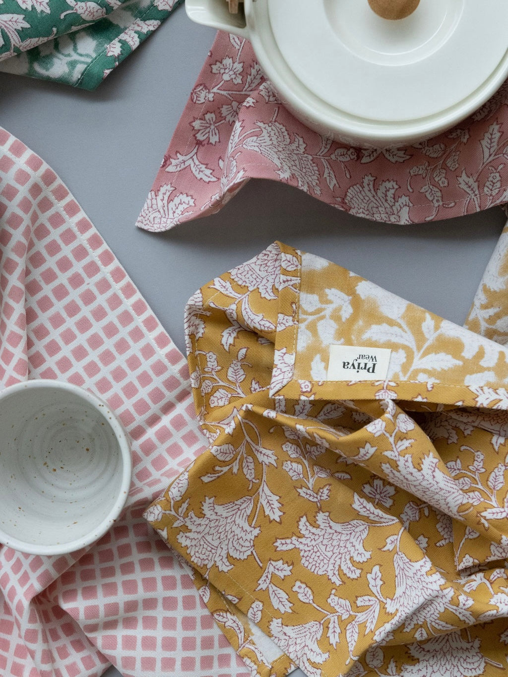 Tea Towel Mustard-Checks