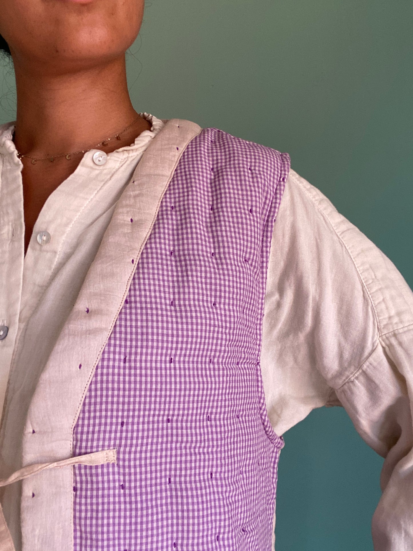 Lilac Gingham Gilet