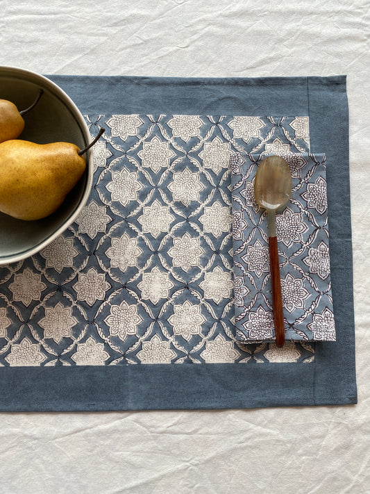 Smoky Blue Tablecloth, Runner, Placemats, Napkin